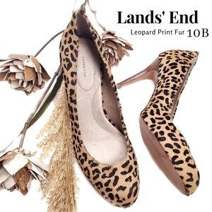 Lands' End Leopard Print Calf Fur Heels Size 10B